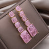 European American Design Jewelry Long Square Green Cracked Zircon Earrings  Women's Wedding Party Accessories