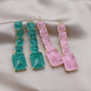 European American Design Jewelry Long Square Green Cracked Zircon Earrings  Women's Wedding Party Accessories