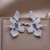 European American Design Jewelry  Full Zircon Large Flower Earrings Elegant Women's Wedding Party Accessories