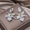 European American Design Jewelry  Full Zircon Large Flower Earrings Elegant Women's Wedding Party Accessories