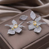 European American Design Jewelry  Full Zircon Large Flower Earrings Elegant Women's Wedding Party Accessories