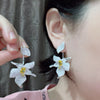 European American Design Jewelry  Full Zircon Large Flower Earrings Elegant Women's Wedding Party Accessories