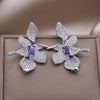 European American Design Jewelry  Full Zircon Large Flower Earrings Elegant Women's Wedding Party Accessories