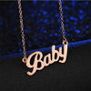 European American Style Women Crystal BABY Letter Choker Necklace Rose Gold Pendant Chain Popular Jewelry Gift Babygirl Collar