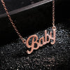 European American Style Women Crystal BABY Letter Choker Necklace Rose Gold Pendant Chain Popular Jewelry Gift Babygirl Collar