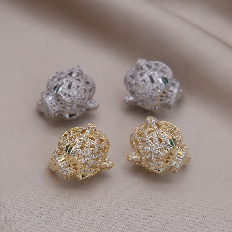 European American jewelry exquisite 14K gold plated copper inlaid zircon earrings  women's party accessories