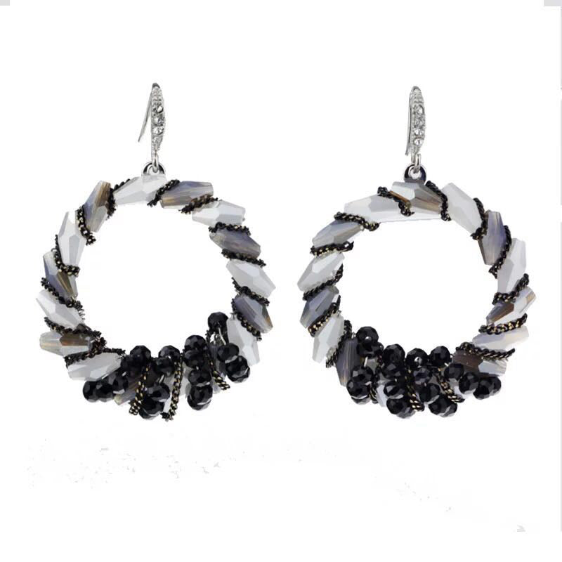 European And American Fashion Big Ear Ring Earrings S925 Silver Needle Austrian Crystal Earrings Big Earring Jewelry Women