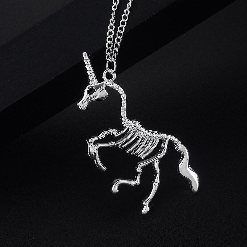 European And American Jewelry Bone Unicorn Clavicle Chain Sweater Necklace
