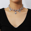 European And American Mix And Match Multiple Flower Pendant Choker Hip Hop Exaggerated Thick Chain Butterfly Necklace