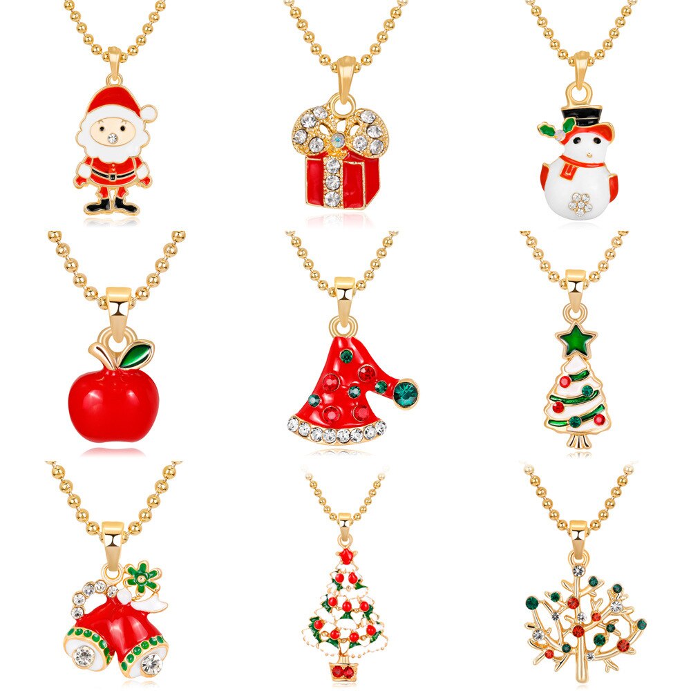 European And American Christmas Alloy Necklace Personalized Santa Claus Pendant Necklace Women's Jewelry Trendy Gift