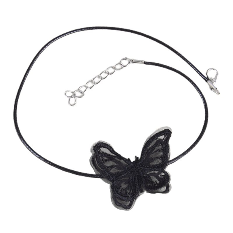 European And American Sexy Lace Bow Collarbone Chain Women Charm Korean White / Black Lace Butterfly Necklace