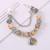 European Unique Silver Plated Charm Bracelet DIY Crystal Beads Brand Bracelets For Women Wife Jewelry Gift