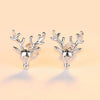 European Fine deer stud earrings 925 Sterling Silver Earrings for women Cute Antlers small earrings made by 925 as gift Hot