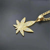 European Hemp Leaf Pendant Necklaces For Men Gold Color Stainless Steel Rhinestones Necklaces Hippie Jewelry