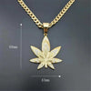 European Hemp Leaf Pendant Necklaces For Men Gold Color Stainless Steel Rhinestones Necklaces Hippie Jewelry