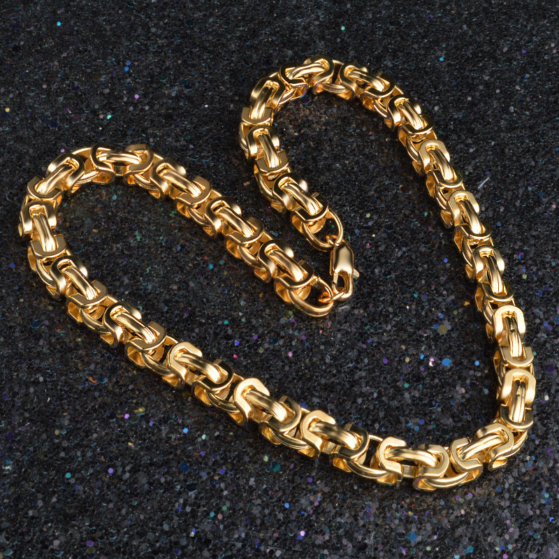 European Hop men's domineering fashion necklace Chain Jewelry New 9MM Thick Gold Color Chain For Men Statement Necklace Chunky