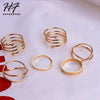 European Hyperbole Simple Design Midi Rings for Women Silver Gold Color 6PCS Set Knuckle Rings Gift for Party KB149 KB150