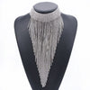 European  Bling Irregular Tassel Necklace Chocker Rhinestone Jewelry For Women Multi-layers Wide Fringe Crystal Necklace