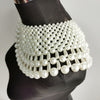 European  Wide Layered Pearl Necklace Chokers Collar Women Wedding Party Gown Necklace Wraps Shawl Pearl Knitting Jewelry