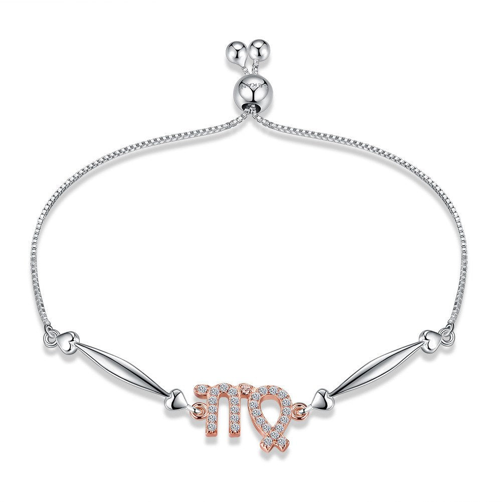 European S925 Silver Bracelet for woman Romantic Twelve constellations Adjustable length Hand Decorate girl friend gift jewelry