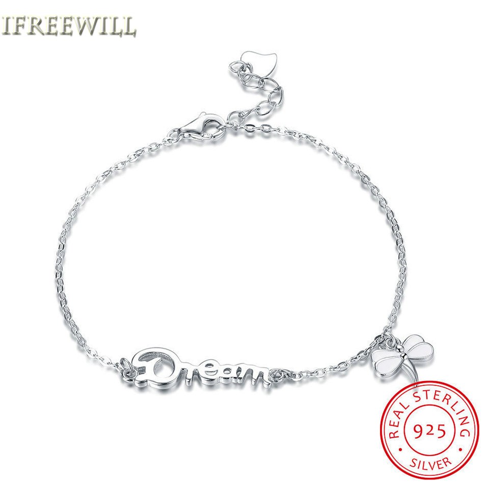 European S925 Silver Bracelet for woman romantic Letter Dream charm Dragonfly High-end Ornaments fine Jewelry