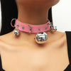 European Style Bondage Chokers Harajuku Gothic Black Goth Punk Sexy PU Leather Collar Chocker Bell Necklace Choker Necklace