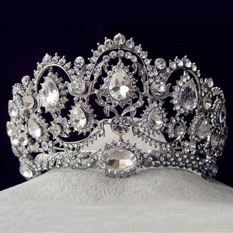 European Vintage Tiaras Silver Bridal Jewelry Quinceanera Rhinestone Crystal Crowns Pageant Wedding Hair Accessories For Brides