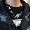 European and American Hipsters Hip-hop Thick Chain Metal Lock Necklace Cool High Street Short Locomotive Buckle Clavicle Chain