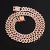 European and American  12mm Bar Cuban Chain Men's Necklace with Gold-plated Full Diamonds Rapper Hip-hop Male Choker Jewelry