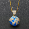 European and American Popular Hip Hop Blue Earth Metal Pendant Necklace Creative Design Men's Rock Party Jewelry