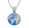 European and American Popular Hip Hop Blue Earth Metal Pendant Necklace Creative Design Men's Rock Party Jewelry
