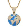 European and American Popular Hip Hop Blue Earth Metal Pendant Necklace Creative Design Men's Rock Party Jewelry
