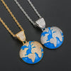 European and American Popular Hip Hop Blue Earth Metal Pendant Necklace Creative Design Men's Rock Party Jewelry