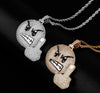 European and American Popular Hip Hop Zircon Inlaid Angry Expression Pendant Necklace Men's Rock Punk Party Jewelry