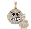 European and American Popular Hip Hop Zircon Inlaid Angry Expression Pendant Necklace Men's Rock Punk Party Jewelry