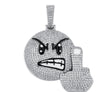 European and American Popular Hip Hop Zircon Inlaid Angry Expression Pendant Necklace Men's Rock Punk Party Jewelry