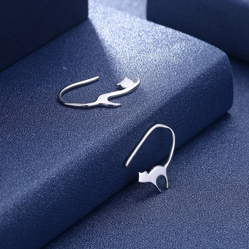 European and American Style Simple Cute Cat Stud Earrings for Women Sterling Silver 925 Geometric Ear Fine Jewelry S925 Nail