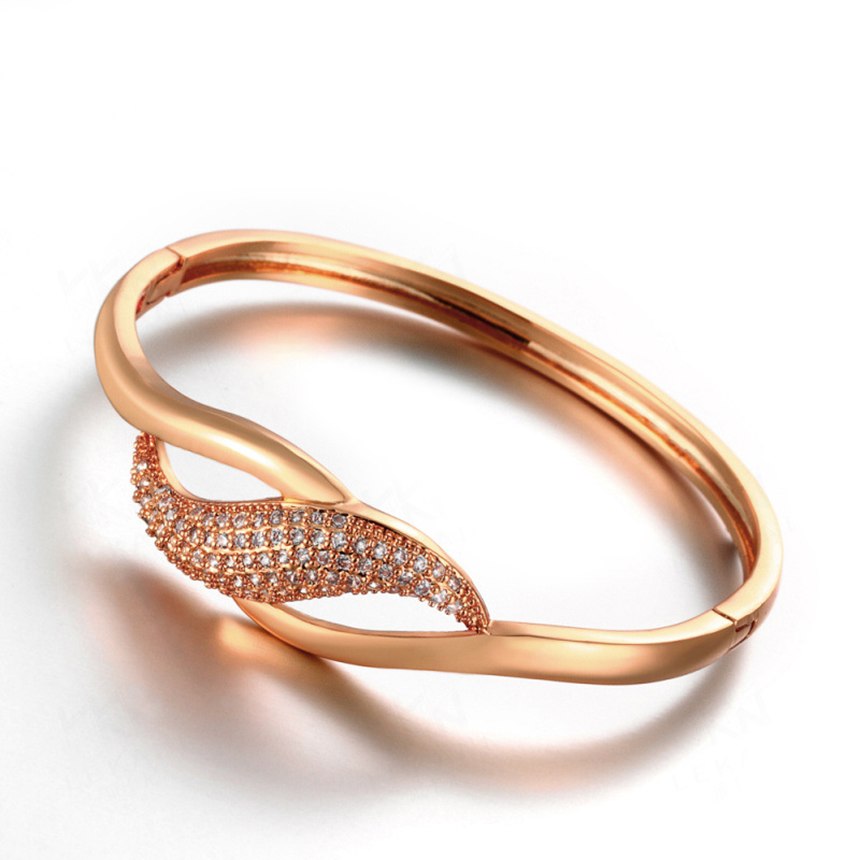 European and American Style White Zircon 14K Rose Gold Bracelet for Women Korean Hot Fashion Version Fine Jewelry Accessories