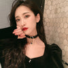 European and American exaggerated black flannel short women's necklace sexy neck jewelry Halloween party collar chain neck chain