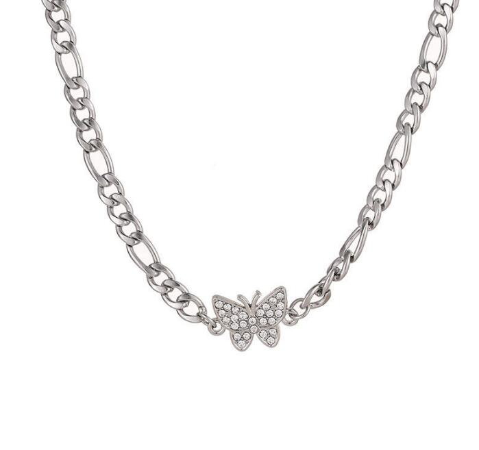 European and American style rhinestone butterfly choker light  niche thin clavicle necklace gift