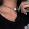 European and American style rhinestone butterfly choker light  niche thin clavicle necklace gift