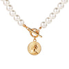European and American artificial pearl coin pendant necklace creative retro simple collarbone chain