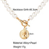 European and American artificial pearl coin pendant necklace creative retro simple collarbone chain