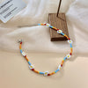 European and American personality color necklace beaded ethnic style creative rice beads weaving flowers Pearl necklace geometry