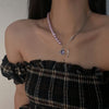 European and American purple romantic love pearl necklace female niche design pure desire collarbone chain