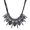 European and American style ladies full of crystal exaggerated strips of water and many leather rope clavicle necklace
