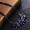 European and American style ladies full of crystal exaggerated strips of water and many leather rope clavicle necklace