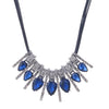 European and American style ladies full of crystal exaggerated strips of water and many leather rope clavicle necklace