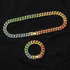 European and American unisex alloy party holiday gifts color Cuban necklace trend hip hop rock men's bracelet jewelry