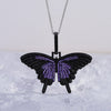 European and American women hip-hop exaggerated butterfly full-set zircon black gold-plated color diamond small  necklace